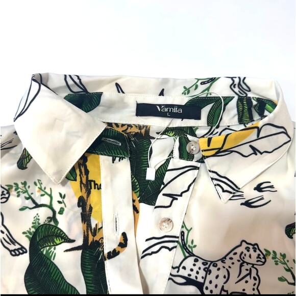 Vamiia Animal Print Long Sleeve Blouse Size LARGE NWOT - Picture 4 of 8